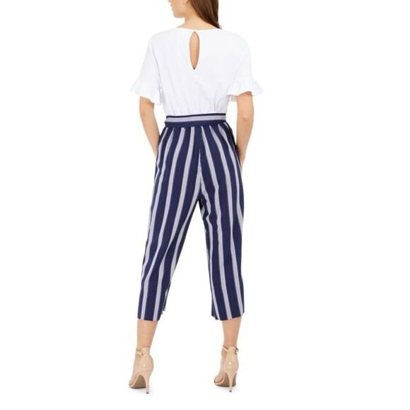 Maison Jules Striped-Leg Belted Jumpsuit - Picture 2 of 4